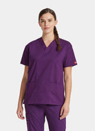 Blouse médicale femme Dickies EDS col en V aubergine