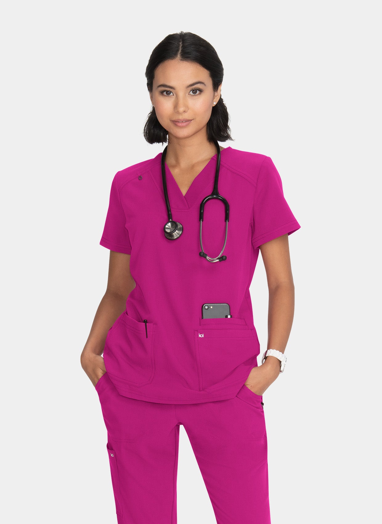 Blouse médicale femme Koi Next Gen Agitation et passion rose azalée