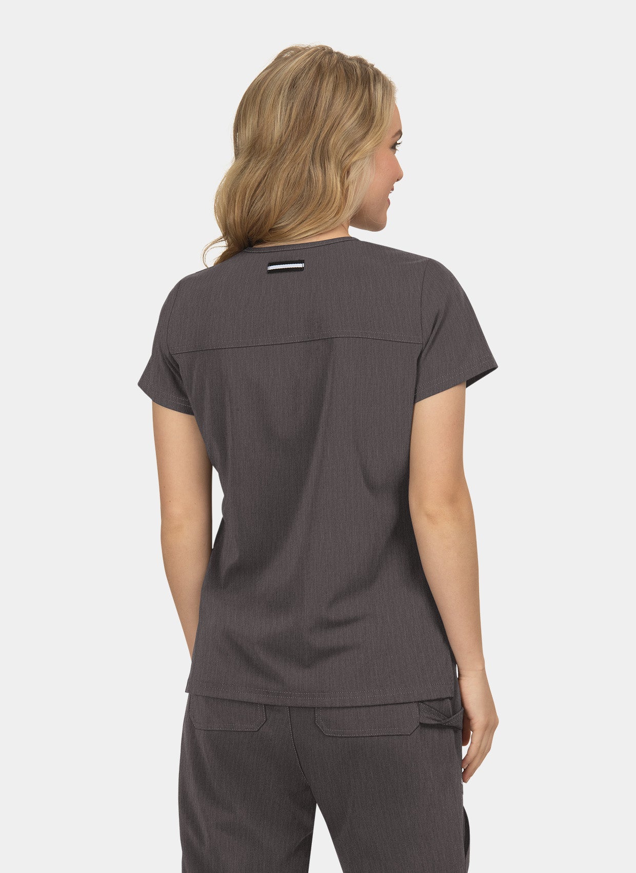 Blouse médicale femme Koi Next Gen Agitation et passion gris chiné dos