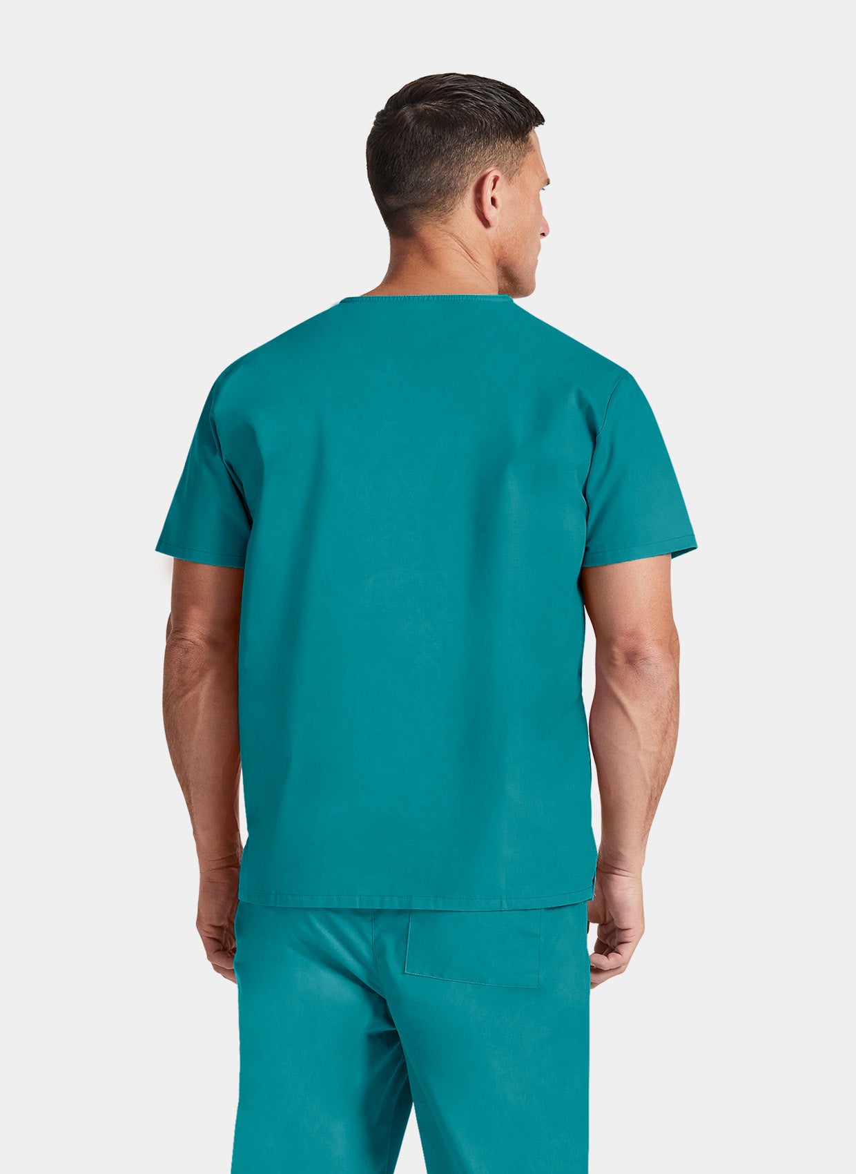 Blouse médicale unisexe Dickies EDS col en V bleu canard dos