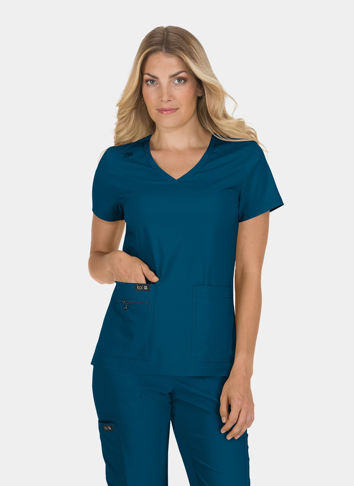 Blouse médicale femme Koi Basics Becca - Bleu caraibes